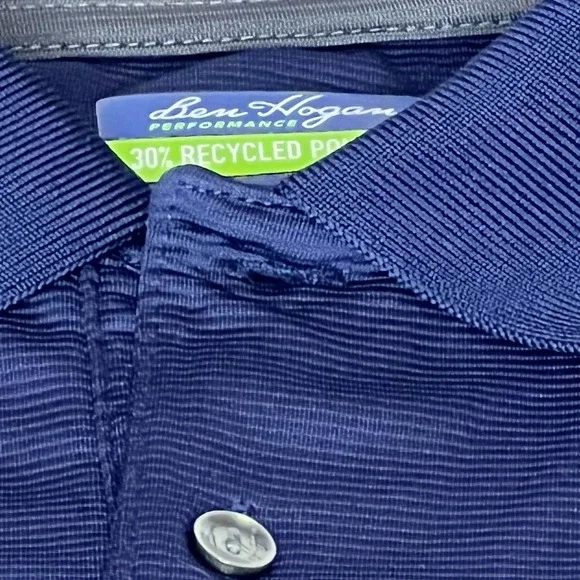 Ben Hogan Performance Polo Shirt Men L Blue Golf Polyester Stretch - Picture 3 of 9